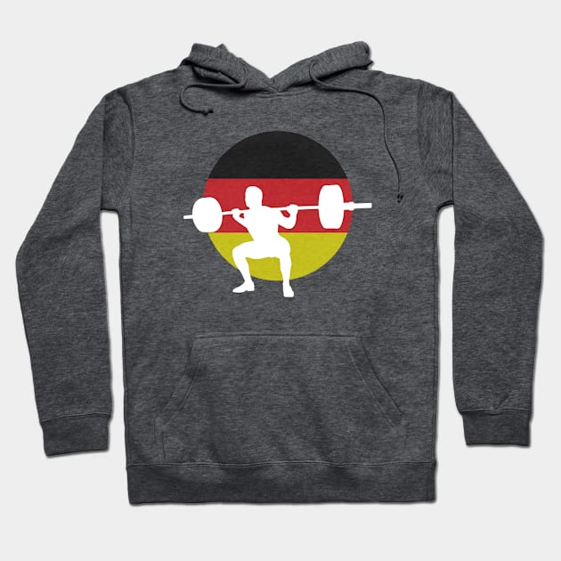 German Squat - Powerlifting Germany Flag Hoodie by High Altitude